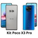 Kit 2 em 1 Capa Anti Impactos + Película 3D de Vidro para Xiaomi Poco X3 Pro