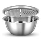 Kit 2 Em 1 Ralador Escorredor Bacia Bowl Inox 3,5 Litros