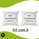 Kit 2 Enchimentos Refil Almofada 70x70 Fibra Siliconada 450g