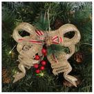 Kit 2 Enfeite Pendente Natalino Laço Dourado Com Brilho Natal 18cm