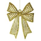 Kit 2 Enfeites Árvore Natal Laço Dourado Glitter 24cm