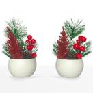 Kit 2 Enfeites De Natal Arranjos Natalinos Vasos Decoração