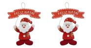 Kit 2 Enfeites Porta Pendente Placa Papai Noel Tecido Natal Kit 2 Enfeites Porta Pendente Placa Papai Noel Tecido Natal
