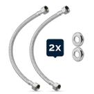Kit 2 Engate Flexivel Mangueia Inox Femea E Femea 40cm 1/2