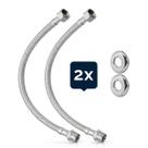 Kit 2 Engate Flexivel Rabicho Alta Vazão Inox Mf 40cm
