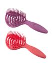 Kit 2 Escova De Cabelo Flexível Pirulito Com Cheirinho Morango e Uva Profissional Dompel