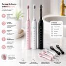 Kit 2 Escova de Dente Elétrica Master Plus Automática Recarregável USB Sem fio Branca Preta Rosa