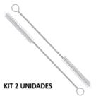 Kit 2 Escova de limpeza de canudo Cerdas Nylon Haste Inox Flexível 21cm