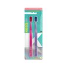 Kit 2 Escova Dental Kess Pro Extra Macia - Rosa E Roxo