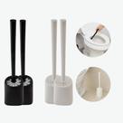 Kit 2 Escovas Sanitária com Suporte Plástico Banheiro Limpeza Compacto Branco Preto