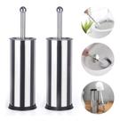 Kit 2 Escovas Sanitária Vaso Aço Inox Suporte Banheiro