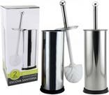 Kit 2 Escovas Sanitária Vassoura Vaso Aço Inox Suporte Banheiro
