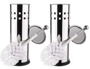 Kit 2 Escovas Sanitária Vassoura Vaso Aço Inox Suporte Banheiro Kit 2 Escovas Sanitária Vassoura Vaso Aço Inox Suporte Banheiro