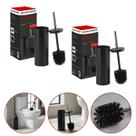 Kit 2 Escovas Sanitárias Powermaid Matte Preto Fosco Cabo Inox Base Higiênica