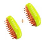 Kit 2 Escovas Tira Pelo Pet Recarregável Vapor Gato Cachorro 3 em 1 Massageia Apara Refresca Golden