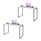 Kit 2 Escrivaninhas Industrial Compacta 90x50 MDF Branco Perfeita para Seu Home Office