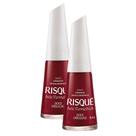 Kit 2 Esmalte Risqué 7 Vermelhos Cor Doce Orgulho Hipoalergênico com 8ml
