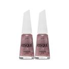 Kit 2 Esmalte Risqué Cor Granulado Rosé Glitter com 8ml Kit 2 Esmalte Risqué Cor Granulado Rosé Glitter com 8ml