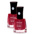 Kit 2 Esmalte Risqué Diamond Gel Cor Vinho Bordô 9,5ml