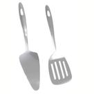 Kit 2 Espátula Aço Inox Vazada + Bolo Restaurante Cozinha