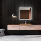 Kit 2 ESPELHO QUADRADO DECORATIVO 50X50 COM LED