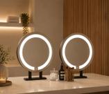 Kit 2 Espelhos de Bancada Dupla Face LED 3 Cores Touch 60cm Alumínio Preto