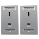 Kit 2 Espelhos de parede 1 saída Hdmi e 1 porta RJ45 Cat5