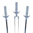 Kit 2 Espeto Simples e 1 Espeto Duplo Zavi Grill de Inox para Carnes 67cm com Cabo de Alumínio