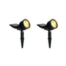 Kit 2 Espetos 30w Solar Led Iluminação De Jardim Luz Amarela