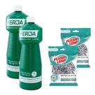 Kit 2 Esponja Flash Limp + 2 Limpa Pedras 1l Ferjá