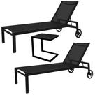 Kit 2 Espreguiçadeira Gaivota com Rodas Maiores + Mesa lateral em C