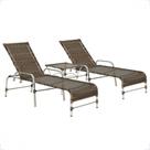 Kit 2 Espreguiçadeiras Catar e Mesa Garden Confortável para Piscina Trama Original