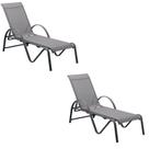 Kit 2 Espreguiçadeiras Chaise Outdoor Búzios Amêndoa Tela Bege e Grafite Tela Grafite - Rivatti