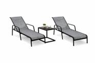 Kit 2 Espreguiçadeiras Com Mesa Apoio Aluminio Tela Piscina