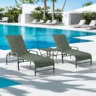 Kit 2 Espreguiçadeiras Corda Náutica e Mesa Garden em Alumínio para Piscina Edícula Catar