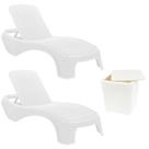 Kit 2 Espreguiçadeiras Dubai Premium Rattan + Mesa Baú Capri