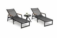 Kit 2 Espreguiçadeiras E Mesinha Para Piscina E Jardim