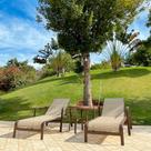 Kit 2 Espreguiçadeiras Para Piscina Em Alumínio E Tela 5 Posições + Mesinha