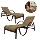 Kit 2 Espreguiçadeiras Piscina e Jardim em Alumínio e Tela Sling Lótus Ondulada