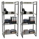 Kit 2 Estante Livreiro Prisma Estilo Industrial 60cm 4 Prateleiras Snow - Mpozenato