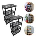 Kit 2 Estante Modular 4 Andares Encaixe Lateral Organizador