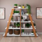 Kit 2 Estantes Escada Multiuso para Livros 5 Prateleiras 134cmx164cm