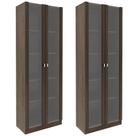 Kit 2 Estantes Escritório 2 Portas De Vidro 4 Prateleiras Cannes 171x59cm T01 Rústico - Lyam Decor