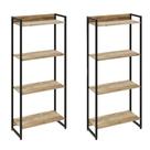 Kit 2 Estantes Escritório 4 Prateleiras 145x60cm Carvalho