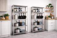 Kit 2 Estantes Inox 5 Planos 85x29,5x148 Kit 2 Estantes Inox 5 Planos 85x29,5x148