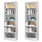 Kit 2 Estantes Livreiro 5 Prateleiras Linus Branco - Qmovi