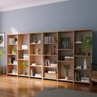 Kit 2 Estantes Livreiro Multiuso 7 Prateleiras 11 Nichos Amadeirado Montana London