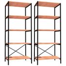 Kit 2 Estantes Livreiro Multiuso Estilo Industrial 150cm 5 Prateleiras Trento Preto Fosco - Artefamol