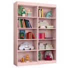 Kit 2 Estantes Livreiro Office Multiuso 8 Prateleiras Rose