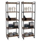 Kit 2 Estantes Livreiro Prisma Estilo Industrial 60cm 5 Prateleiras Nogal - Mpozenato